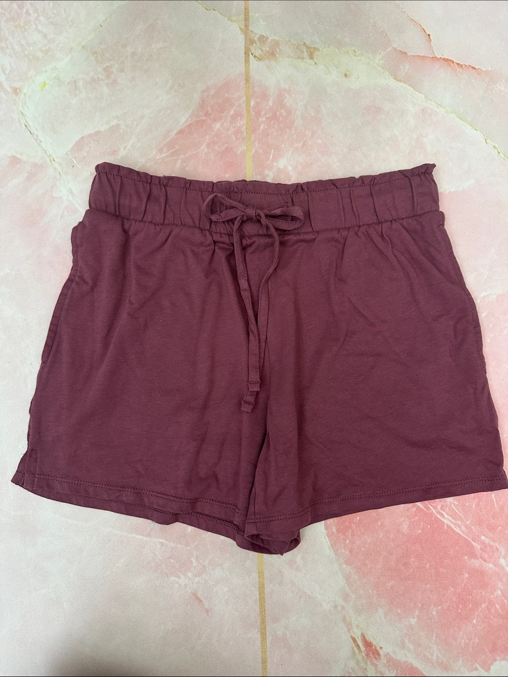 dip Women's Drawstring Athletic Shorts in mauve